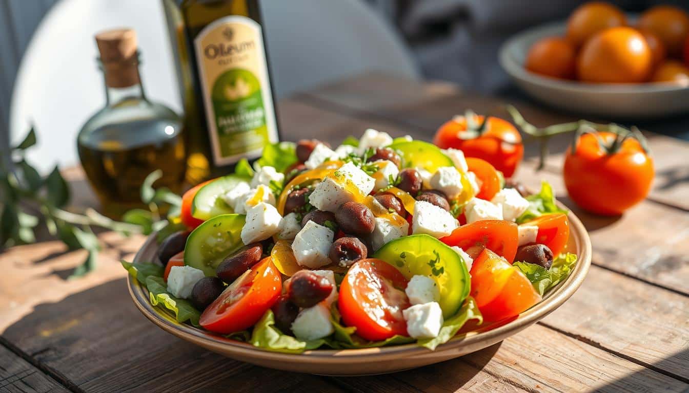 Ensalada con aceite de oliva gourmet